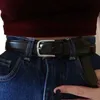 Zwarte vrouwelijke antieke riem metalen gespje jeans riem vrouw faux lederen riem legering gespen ontwerp casual all-match