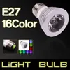 E27 3W 85V-265V 16-Färg fjärrkontroll Dimbar Spotlight LED-strålkastare hög ljusstyrka belysning