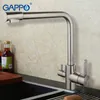 GAPPO 1set Top Quality stainless steel Kitchen mixer Faucet Cold Hot Water filter dual handle kitchen sink tap G439943991 T200423