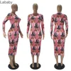 Femmes robe Sexy mince motif personnalisé lettres imprimé Laides nouvelle mode décontracté serré à manches longues robes jupe 2020