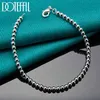 Doteffil 925 Sterling Silver 4mm Beads Liso Ball Chain Bracelet para Mulheres Moda Noivado de Noivado Party Charme Jóias