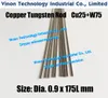 (5PCS PACK) Dia. 0.9x175mm Copper Tungsten Rod CuW75 (Copper 25%+Tungsten 75%) edm Tungsten Copper Electrode 175mm long for Spark Erosion