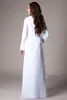 Vintage White Lace Chiffon Long Sleeves Temple Modest Wedding Dresses Informal Reception Gowns Long Floor Length A-line Bridal Gowns
