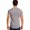 Djup V-ringad T-shirt Herr Mode Kompression Kortärmad T-shirt Man Muscle Fitness Tight Summer Top Tees Y220214