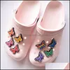 Butterfly Croc Charms PVC Shoe Buckcle Decoration Clog Charm Accessories Birthday Present For Children ADT Drop Delivery 2021 DELS SHOES XKH