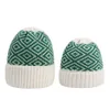 2020 Mode Ouder Kind Knit Mutsen Vierkante Rhombus Jacquard Kerstmis Mama Daddy Infant Mutse Winter Keep Warn Beanie Hoed voor familie