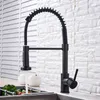 Quyanre Fosco Preto Pia De Cozinha Torneira Puxador Down Single Handle Mixer Tap 360 Rotação Torneira Cozinha 220125