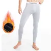 Caleçon long hommes sous-vêtements thermiques en polaire mince garder au chaud leggings taille M à 3XL 211228