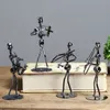 Set of 8pcs Mini Band Sculpture Musical Instrument Figurine Ornament Iron Music Man Figurines Home Decoration Christmas Gift T200331