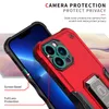 Hybrid-Telefonhüllen für iPhone 15 Pro Max 14Pro 14Max 14 6.1 Hülle 2 in 1 TPU PC Armor Kickstand mit Opp-Taschen