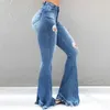 Weigou Ladies Flare Women Ripped Denim Skinny Pants Female Wide Leg Hole Jeans LJ201029