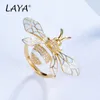 LAYA Anelli a grappolo in argento sterling 925 per le donne Fashion Bee Smalto fatto a mano AAAAA Cubic Zirconium Animal Exquisite Original Fine 260T