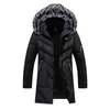 Män Parkas Fur Hooded Jacket Vinter Bomull Paddlad Parka Coats Mens Tjock Varm WinDbreaker Brand Clothing Fashion Overcoats 201123