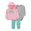 Bebé roupas de inverno manga comprida casaco com capuz + ponto romper + calças recém-nascido bebê menino roupa unisex recém-nascido roupa zíper 210309