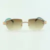 2022 exquisite bouquet diamond sunglasses 3524015 with natural teal wood arms and cut lens 30 thicknesssize 18135 mm2795984