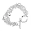 Hot Sales 925 Sterling Fashion Costume Silver Heart Love Chain Armband Jewelry
