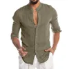 Zomer Casual Shirts Mens Solid Button Lange Mouwen Top Blouses Mannelijke Strand Shirts Mannen Slanke Fit Top Chemise Homme