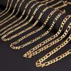 Ketten 24K Gold gefüllt Herren Italien geschnitzt flache Figaro Hip Hop Halskette Kette Männer Jungen Schmuck Geschenk1