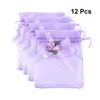Gift Wrap 12pcs Storage Flower Bow Lightweight Bag Gauze Candy Packing Pouch for Party Wedding Gathering