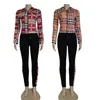 European och American Women's Tracksuits Vår New Plaid Print Casual Two-Pites Dräkt