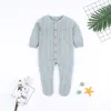 Yenidoğan Sahne Giyim Hood Ayaklı Tulum Erkek Bebek Kostüm Örgü Kıyafet Bebek Erkek Kız Romper Fotoğrafçılık 0-24 M C0126