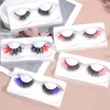 Naturliga färgade fransar Wispy Fluffy 3D Lash Faux Mink Ögonfransar Färgglada ögonfransar Strip Flerfärgade tvåfärgade falska ögonfransar för Cosplay daglig makeup