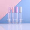 Luxe ros￩gouden lipglosscontainers Lege heldere ronde aangepaste reis lipgloss buis make -up olie container plastic buizen borstel 6 ml