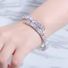 Haute qualité 12mm Bracelet glacé carré Baguette cubique zircone femmes Bracelet Hip Hop mode charme bijoux cadeaux pour les femmes