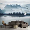 Costume foto papel de parede estilo chinês pintura pintura paisagem montanha pássaro mural sala de estar quarto sofá fundo wall wallers