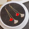 Boucles d'oreilles pendantes avec pendentif romantique, longues pampilles, cœur rouge, pour femmes et filles, cadeau de fête, vente en gros