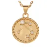 Twaalf Zodiac Teken Ketting Gouden Ketting Koper Weegschaal Crystal Coin Hangers Charm Star Sign Choker Astrologie Kettingen voor Dames Mode-sieraden