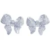 Sterling Silver Bowknot Designer Studörhängen Shining Crystal Diamond Luxury Cz Diamond Stone Cute Earring Ear Rings Jewelr6708370