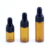50Piece/Lot 2ml 3ml 5ml Portable Amber Glass Dropper Bottle Brown Color Essential Oil Bottles Sample Test