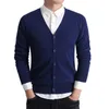 Automne et hiver Pure Cotton Version coréenne Pour fond en V Col V Hommes Vêtements pour hommes Cardigan pour hommes