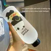 1000ml Bear Pattern Transparent Plastic Bottle Cartoon Frosted water Bottles Leak-proof Drinkware Panda Polar Bear Brown Cup 201221