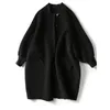 Women Coat Winter Long Sleeve Warm Black Woolen Blends Oversize Female Overcoat Elegant Single Breasted Long Coat Plus Size 201221