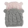 New Baby Kids Girls Boys Winter Warm Knit Hat Ear Solid Warm Cute Glove Lovely Beanie Cap 0-18M DB151