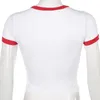 ArtSu Lettre Imprimer Casual Blanc Basic Tshirt Femmes Mode À Manches Courtes Crop T Shirt Dames T-shirt Coréen D'été ASTS21388 T200525