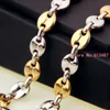 740 inch 9mm chain Fashion Women Mens SilverGold Color 316L Stainless Steel Coffee Beans Link Chain Necklace Xmas Gift7739415