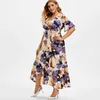 Casual Dresses Plus Size Sexy Boho Floral Long Dress Fashion Women Evening Party Beach Femme Short Sleeve Vestidos