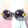 Sonnenbrille Mode Runde Blume 2021 Luxus Perle Diamant Frau Handgemacht Nieten FML
