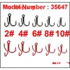 100 stcs 35647 Hoge koolstofstaal Treble Vishaken Rood Zwart Bent Triple Hard Hard Qylorj Bdepack20018828628