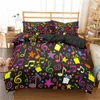 Zeimon Pościel Zestaw 3D Muzyka Uwaga Wydrukowana Home Textiles Guitar Pattern Duvet Cover Set Luksusowy King Size Bedclothes 201021