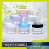Sedorate 100 Pcs/Lot vide Ps pot 15G crème pot clair avec couvercle bleu haute qualité en plastique rose couvercle conteneurs ZM015