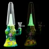 9.8 "Cool DAB Rigs Doodle Alien Dinosaur Vaping Tool Damp Kit Rook Was Water Glas Rig Night Glow Retro Candle Lamp