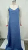 Sexy Beach Denim Maxi Long Dress Women v Neck Strapless Backless Casual Loose Solid Clothes Plus Size Floor-length Vestidos