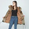 Oftbuy Veste d'hiver Femmes Nouvelles Long Parka Real Fur Matel