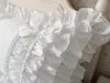 Capas de pastel de lujo con volantes funda de almohada blanca Europa hecha a mano arruga elegante funda de almohada diseño bownot dulce princesa Y200417