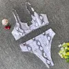 Maillot de bain fendu pour femmes entières coupe Triangle serpent Sexy imprimé léopard Bikini diamant maillot de bain à bretelles trois pièces Set1055613