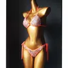 Costumi da bagno da donna Bikini a triangolo con strass Bikini da donna sexy con diamanti in cristallo Costume da bagno biquine con fasciatura allacciata al collo